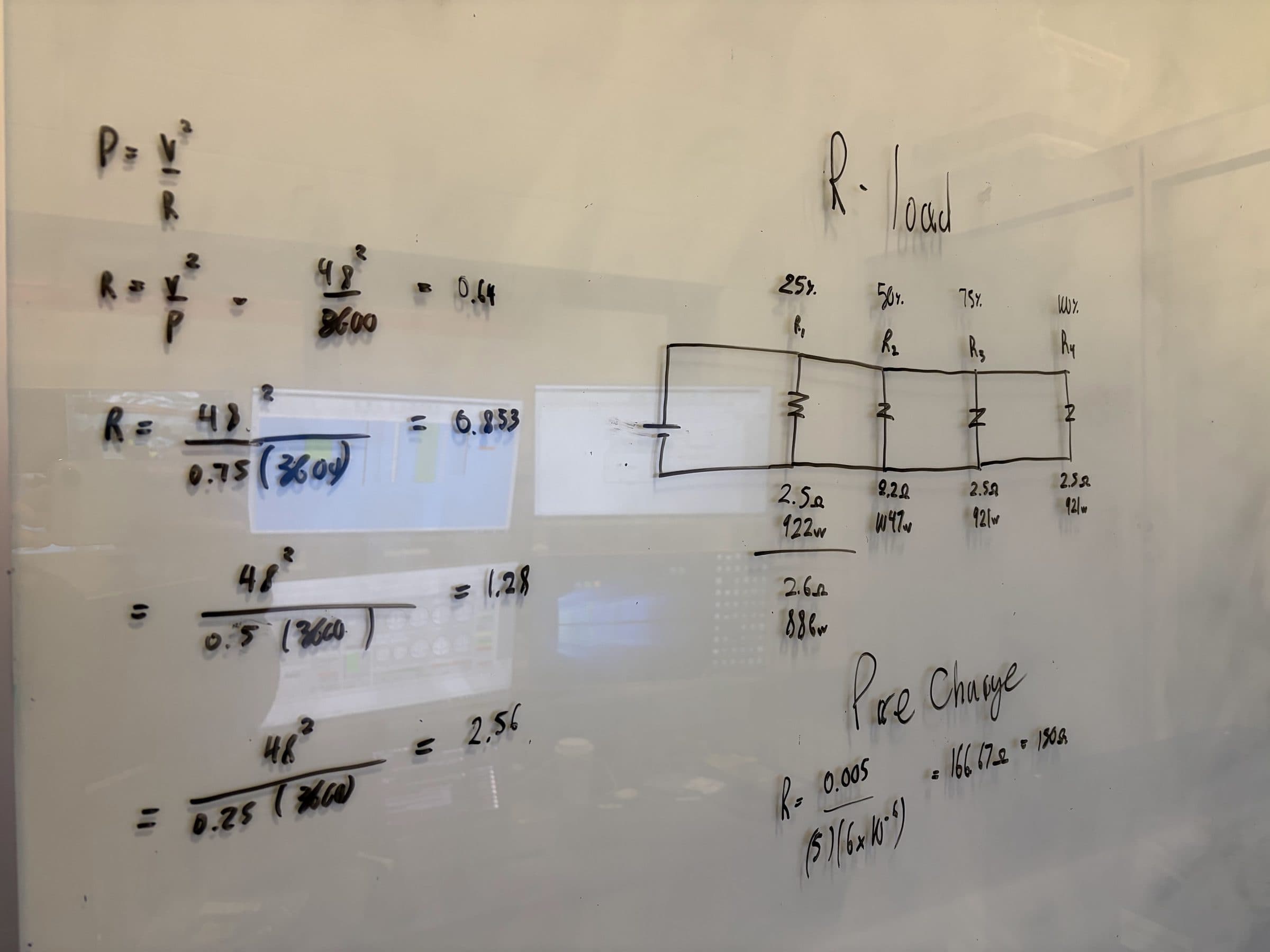 Hand sizing — 48 V load steps and precharge RC
